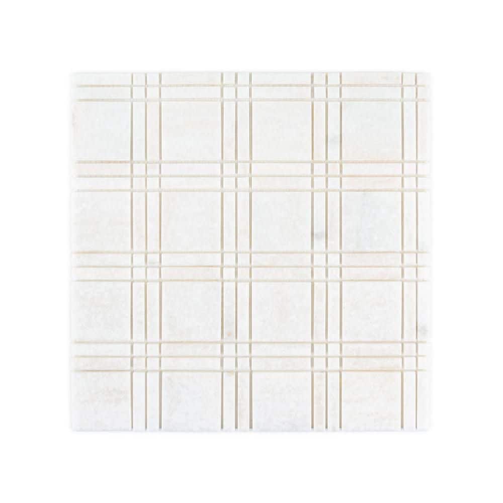 Plaid Salt Off White 12 in. x 12 in. Basketweave Honed Marble Wall and Floor Mosaic Tile (15 sq. ft./Case) price history on PriceWatchPro