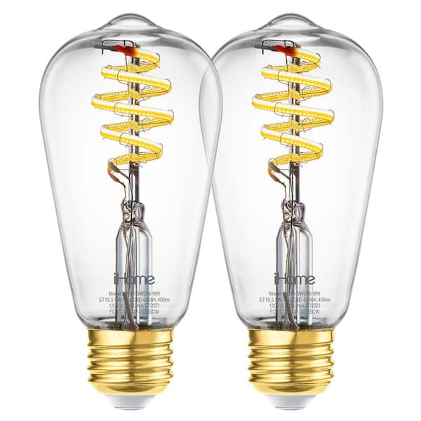 iHome 40-Watt Equivalent ST19 Smart Tunable White E26 LED Light Bulb, 2700K 400 Lumens (2-Pack)