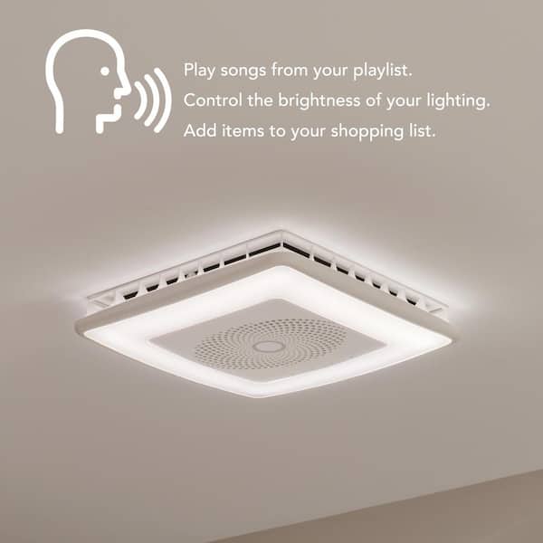 Broan-NuTone Voice Controlled Smart Bathroom Exhaust Fan with Speaker,  Dimmable LED Light, and Roomside Installation, 110 CFM VC110CCT - The Home  Depot