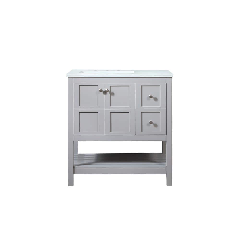 Simply Living 32 in. Single Bathroom Vanity in Grey with Quartz Vanity Top 