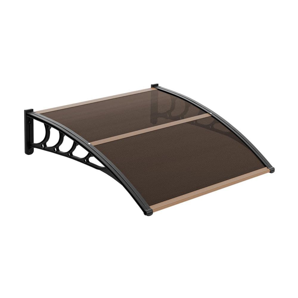 Modern Polycarbonate Window and Door Awning, 40 in. x 40 in. Overhead Canopy for UV, Rain, and Snow Protection in Brown price history on PriceWatchPro