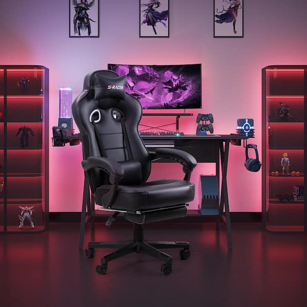 GAMING RACING CHAIR LEATHER EXECUTIVE RECLINER SWIVEL OFFICE COMPUTER FOOTREST 