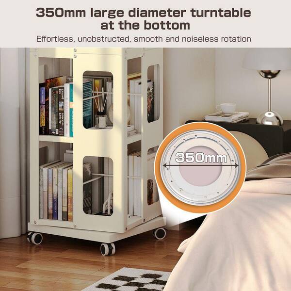 CSC DECOR INC 54.7 in. Tall Yellow Steel 4-Tier Rotating Bookcase