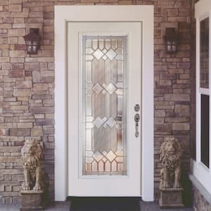 37.5 in. x 81.625 in. Mission Pointe Zinc Full Lite Unfinished Smooth Left-Hand Inswing Fiberglass Prehung Front Door