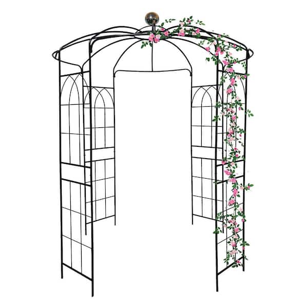 Tunearary 9.5 ft. Black Metal Garden Birdcage-Shaped Arch for Wedding Ceremony, Climbing Plant Support for Outdoor Gazebo Trellis