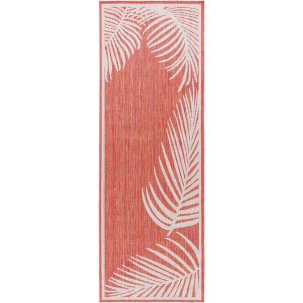 Livabliss Long Beach Coral Botanical 3 ft. x 7 ft. Indoor/Outdoor Runner Indoor/Outdoor Area Rug