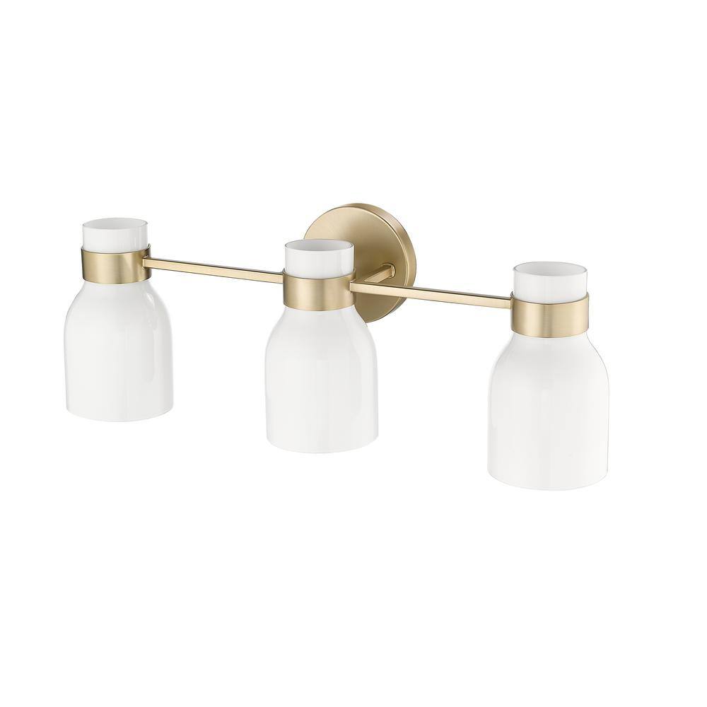 Modern Gold 3-Light Vanity with Frosted Glass Shades