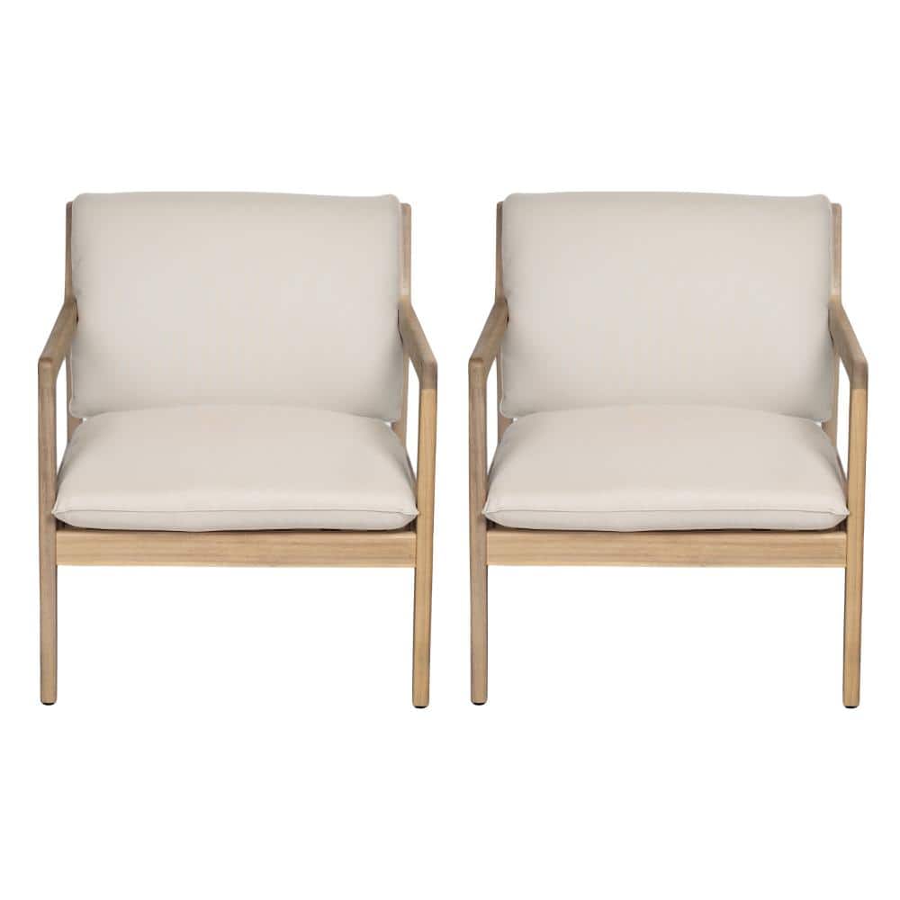 Set of 2 Acacia Wood Outdoor Armchairs with Cushions, Light Teak, 31.5 in. W x 27 in. D x 31.25 in. H price history on PriceWatchPro