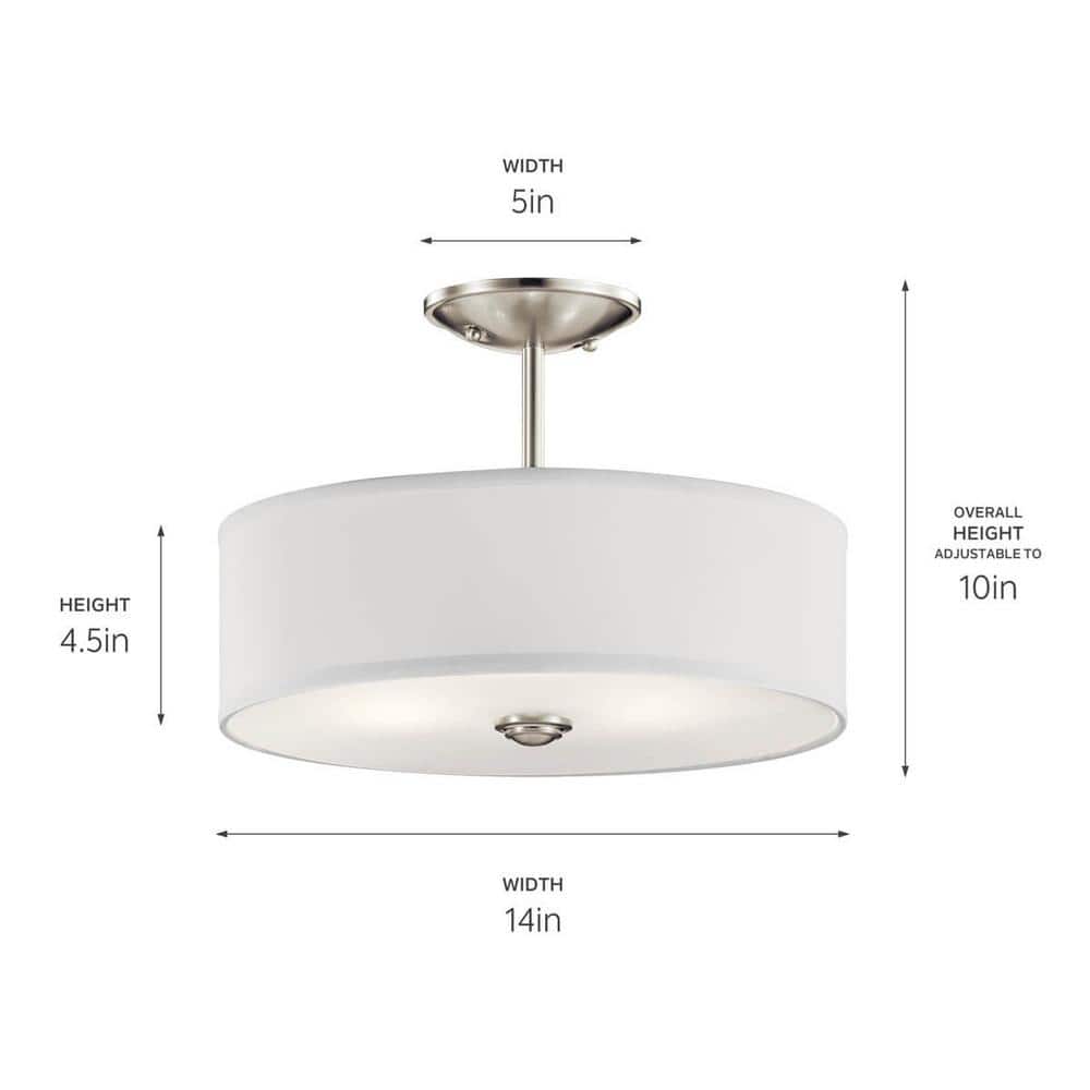 Shailene 14" Brushed Nickel Drum Ceiling Light