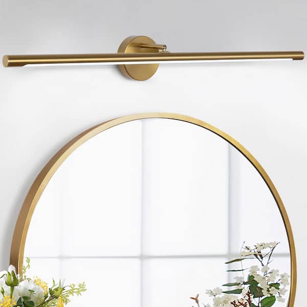 31. 5in. 1-Light Gold LED Bathroom Vanity Light Bar with Rotatable Arm