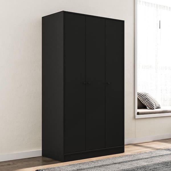 ui viool interieur Denmark Black Armoire with 3-Doors 70 in. H x 36 in. W x 17.5 in. D  402001750002 - The Home Depot