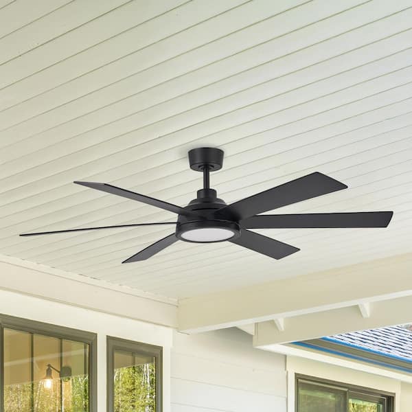 Tilden 60 in. Indoor/Covered Outdoor Matte Black Downrod Mount Ceiling Fan with Adjustable White LED and Remote Included