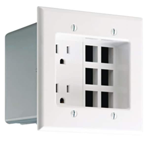 Leviton 2-Gang White Duplex Outlet/QuickPort Plate Recessed Device 690-W