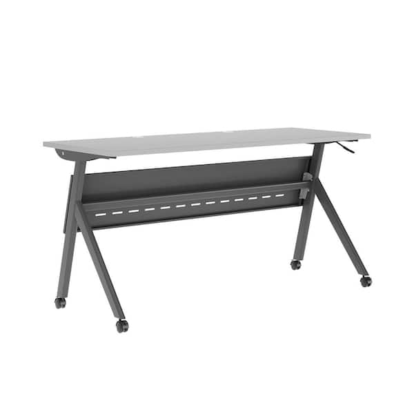 Carnegy Avenue Davis Commercial Grade 24 in. Rectangular Gray Top/Gray Frame Composite Heavy-Duty Nesting Flip Training Table Desk