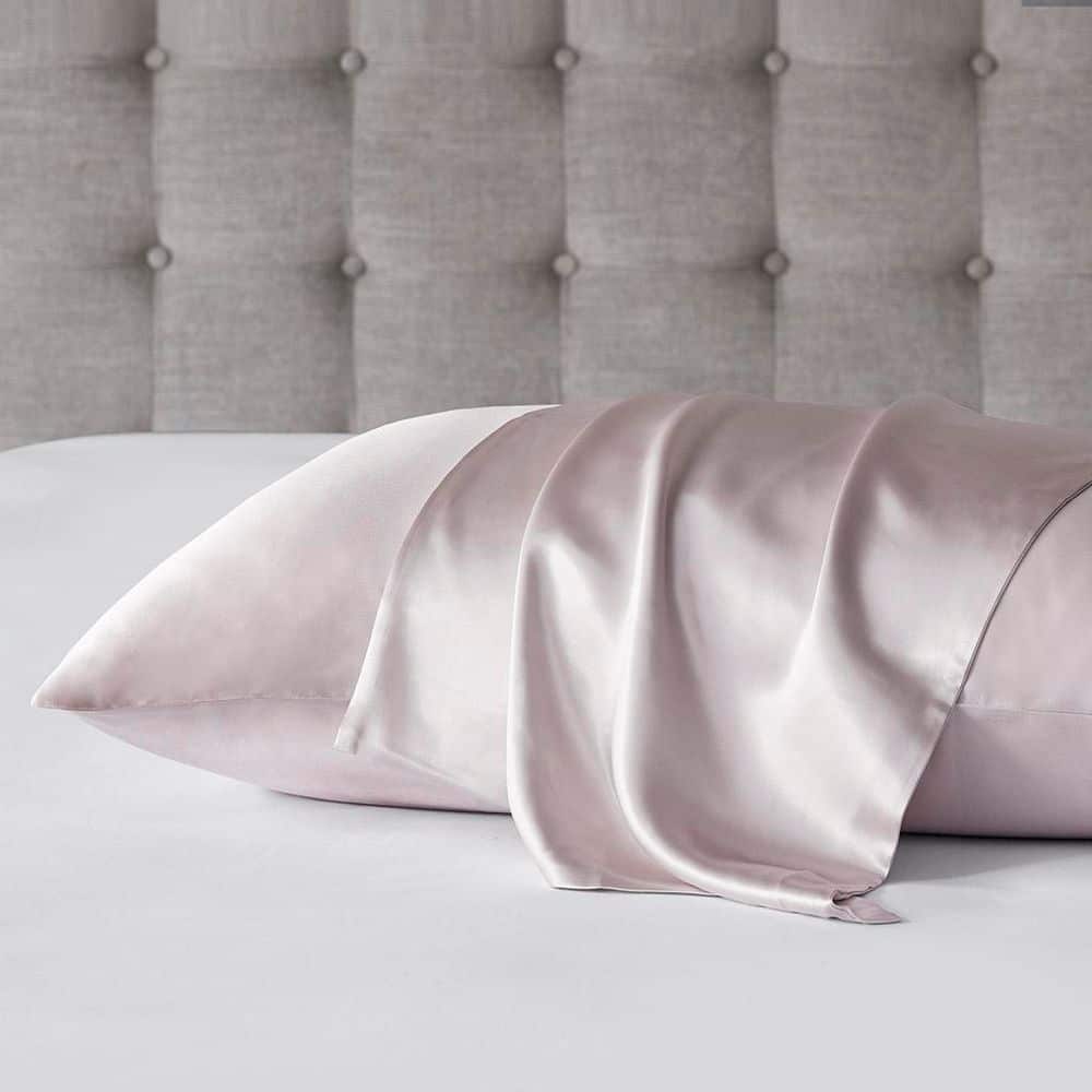 Standard Pink Silk Pillowcase with Zipper Closure