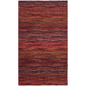 Himalaya Red/Multi Doormat 2 ft. x 4 ft. Solid Area Rug