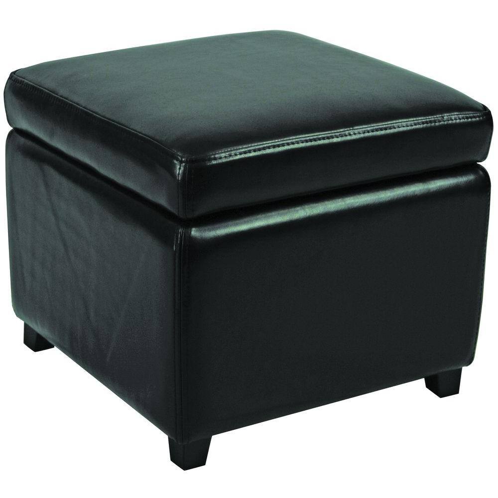 Jonathan Black Faux Leather Flip Top Storage Ottoman