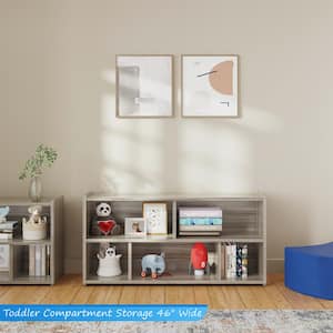 Laminate 5-Compartment Toddler Storage (Shadow Elm Gray), 46 in. W x 15 in. D x 23.5 in. H