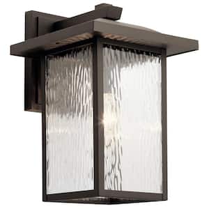 Capanna 16 in. 1-Light Olde Bronze Outdoor Hardwired Wall Lantern Sconce with No Bulbs Included (1-Pack)