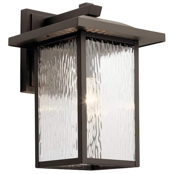 KICHLER Capanna 16 in. 1-Light Olde Bronze Outdoor Hardwired Wall Lantern Sconce with No Bulbs Included (1-Pack)