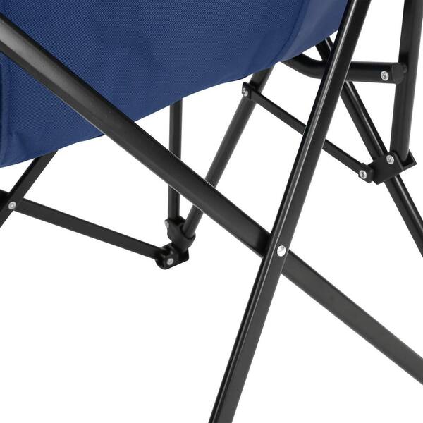 VAMOP Navy Blue Steel Folding Lawn Chair with High Back and Cup