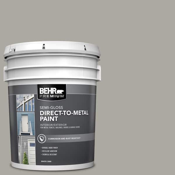 BEHR PREMIUM 5 gal. #N360-3 Still Gray Semi-Gloss Direct to Metal Interior/Exterior Paint