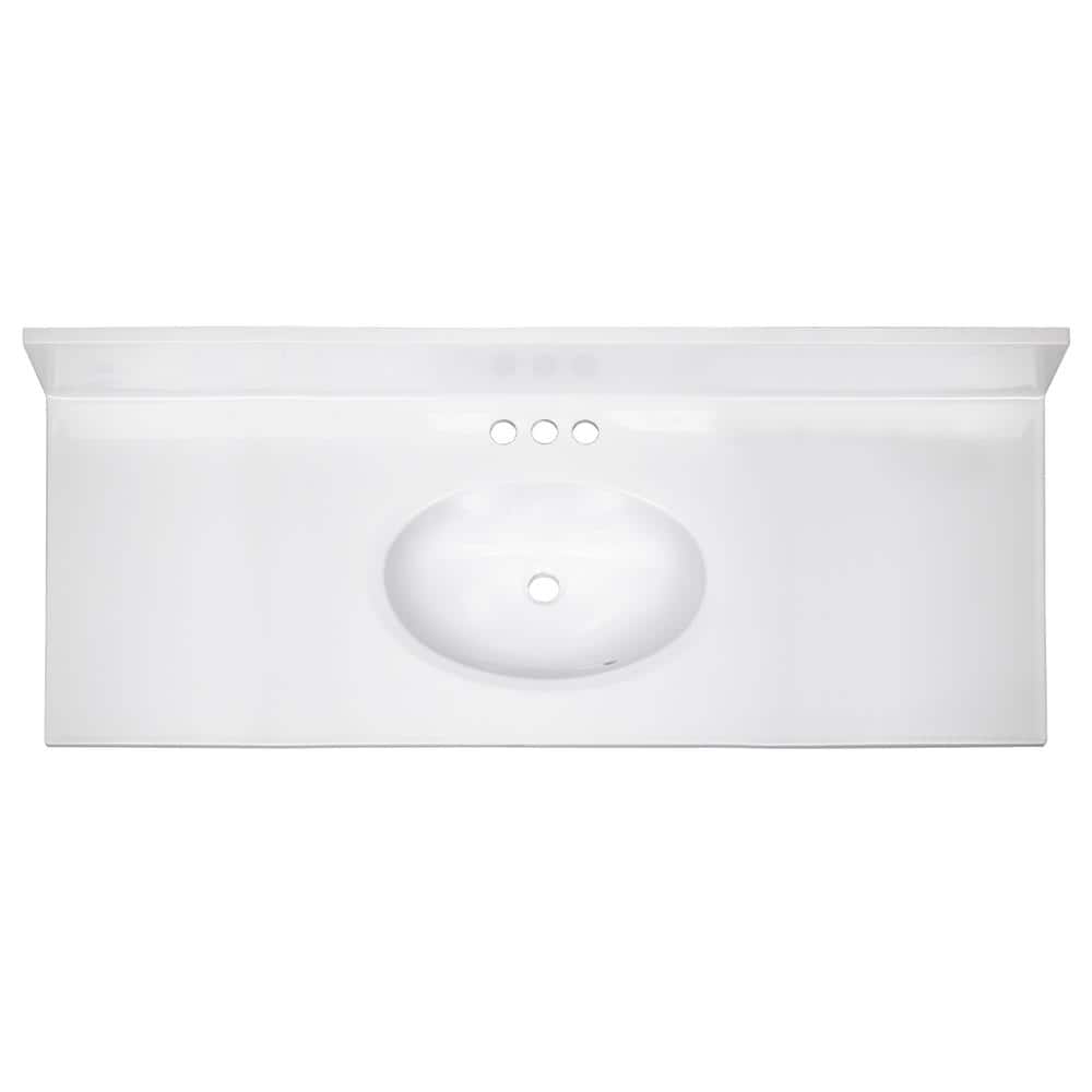 Solid White 49" Cultured Marble Vanity Top with Integrated Sink