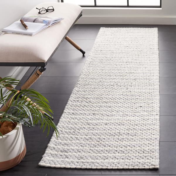 Marbella Grey Ivory 2 ft. X 8 ft. Striped Runner Rug