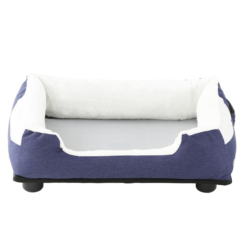 Medium Blue Faux-Fur Electronic Heating and Cooling Pet Bed