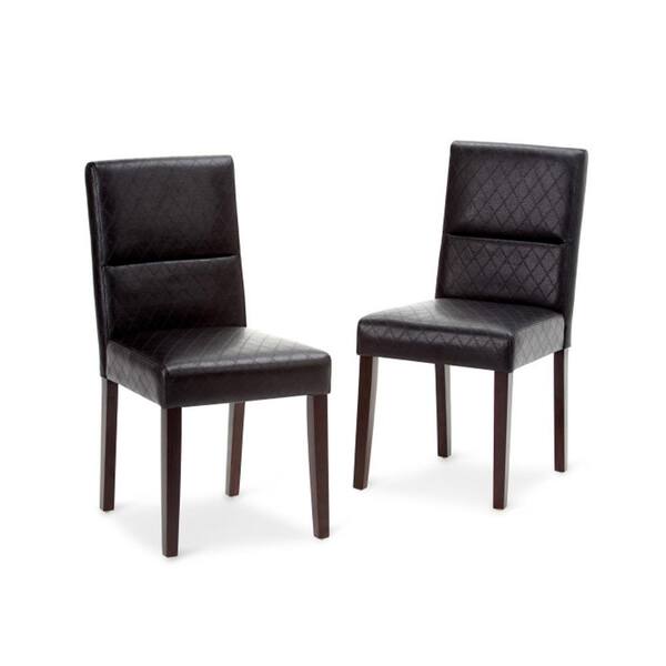 Simpli Home Ashford Black Faux Leather Parsons Dining Chair (Set of 2)
