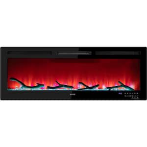50 in. 1500-Watt Black Electric Infrared Space Heater with 3D Flame and Voice Control