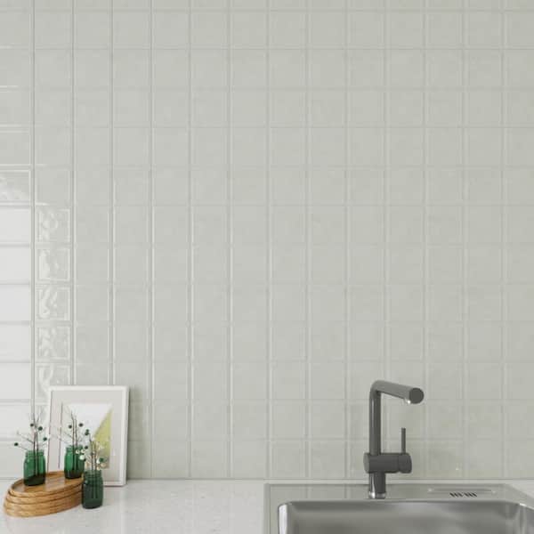 Giorbello Spanish NOA Ceramic 8"x 8"x 8mm Wall Tile Case - Beige Gray (25 PCS, 11 Sq. Ft.)