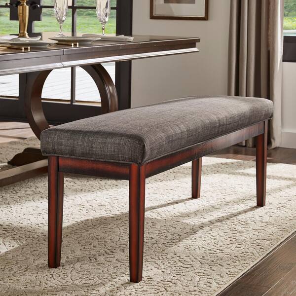 dark gray upholstered bench