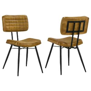 Misty Camel and Black Padded Side Chairs Set of 2