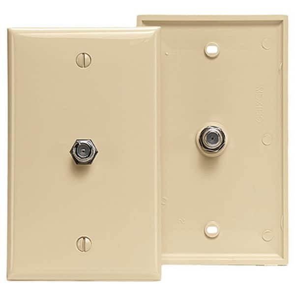 Leviton F-Connector Standard Video Wall Jack, Ivory