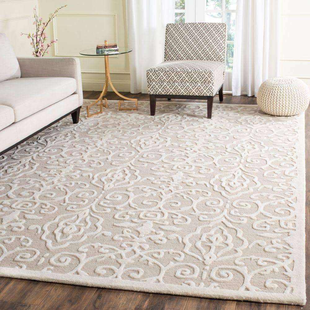 Handmade Tufted Floral Wool 8' x 10' Rectangular Rug