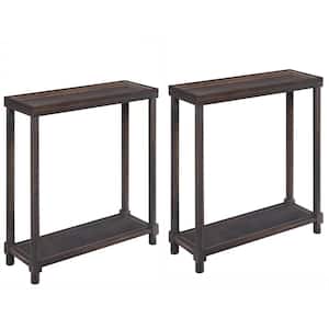 Harrison 8in. W Side End Tables With Shelf, Set of 2, Espresso