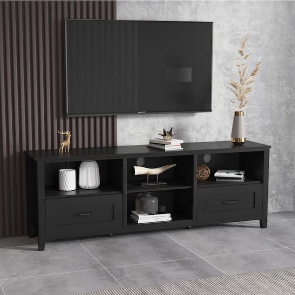 たてナビ　NPT43(BK)　ブラック Black Dresser TV Stnd for 43 Inch TV, Wood Entertainment