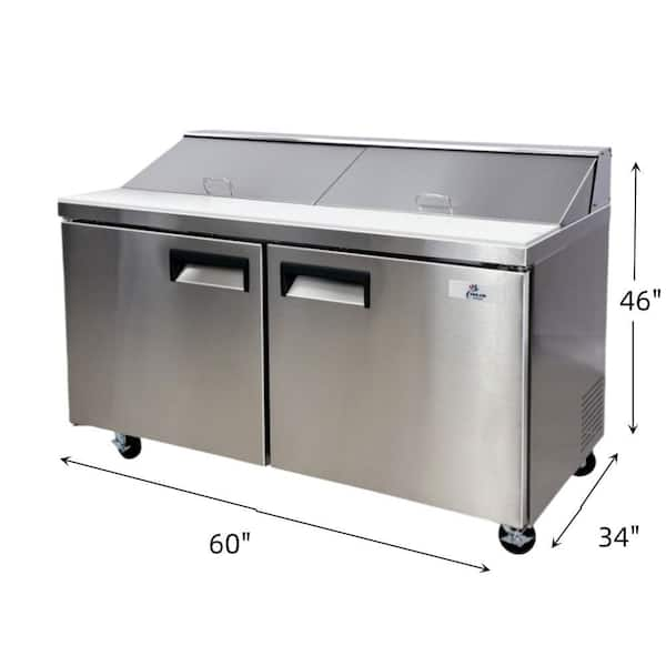 Koolmore 60 in. W 15 cu. ft. Refrigerated Food Prep Station Table with Mega  Top Surface in Stainless Steel RPT60-2D-MT - The Home Depot