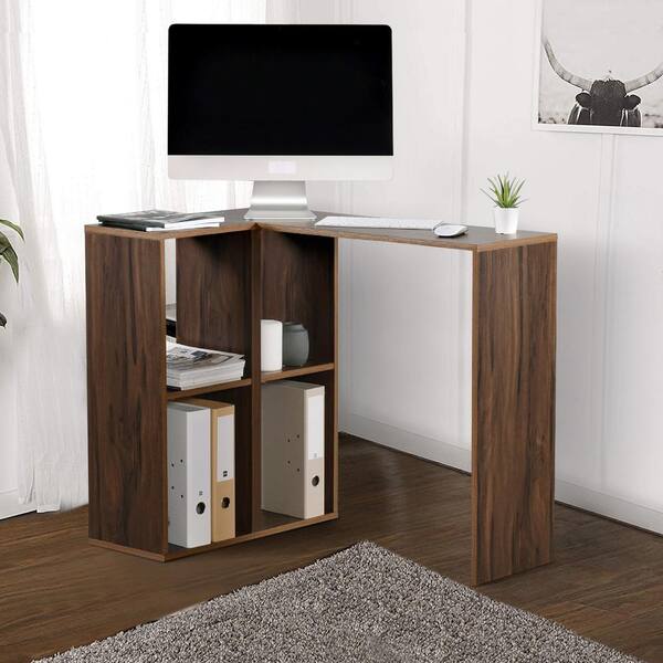 WOODYNLUX L Shaped Computer Desk - Home Office Desk with Shelf