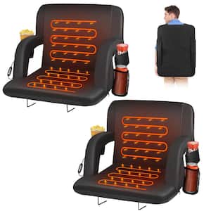 21 in. W Portable Heated Stadium Seats for Bleachers with Padded Backrest, USB 3 Levels of Heat and 5 Pockets(2-Pack)