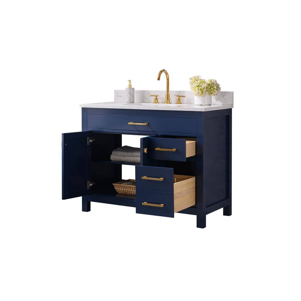 Navy Blue 42" Freestanding Solid Wood Bathroom Vanity