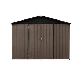 8 ft. W x 6 ft. D Metal Outdoor Storage Shed with Lockable Door in Brown (48 sq. ft.)