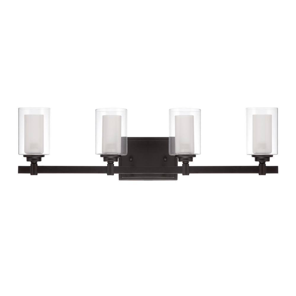 Espresso Modern 26.75" Vanity Light with Clear Glass Shades