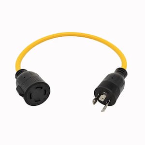 2 ft. 12/3 3-Wire 20 Amp 125-Volt 3-Prong Locking NEMA L5-20P Plug to 30 Amp 4-Prong Locking L14-30R Adapter Cord