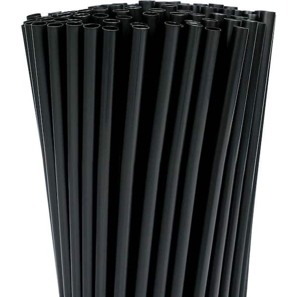 Black Black Family Disposable Plastic Drinking Straws Long Smooth for Party Events Crafts (200 Per Case)