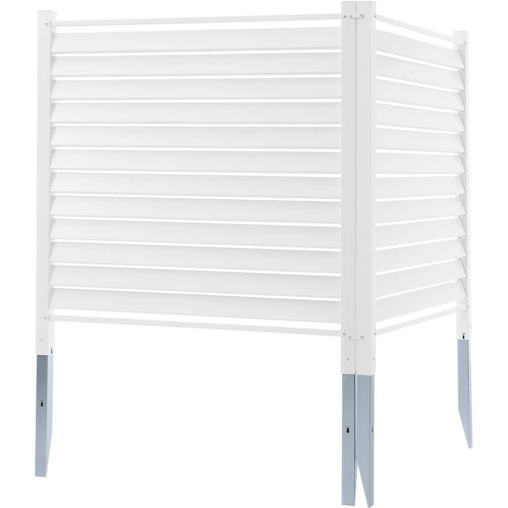 White Vinyl Privacy Fence Panels with Galvanized Metal Stakes