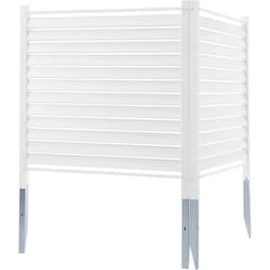 48 in. W x 48 in. H Vinyl Privacy Fence Panels Air Conditioner Fence Outdoor Privacy Screen Kit Louvered Panels 2 Panels