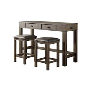 Cohasset 3-Piece Light Walnut and Gray Counter Height Dining Table Set