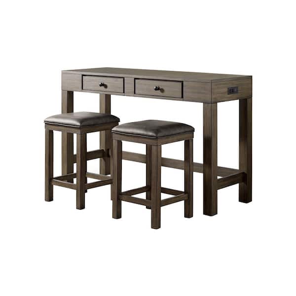Gray Counter Height Dining Table Set, Counter Height Console Dining Table